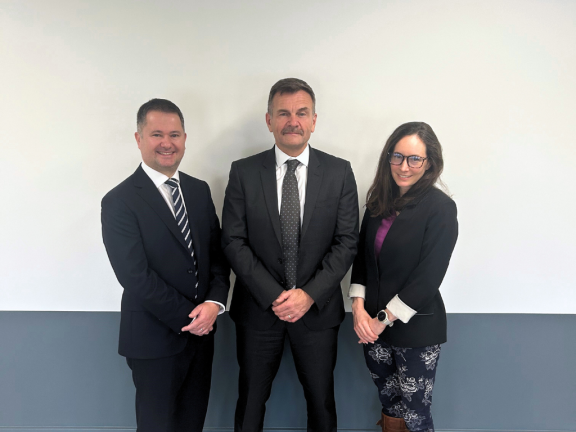 L-R) – Craig Stevens (Investment Director, the Bank); Ian Douglas (CEO, XLCC); Laura Fidao (Investment Director, the Bank)